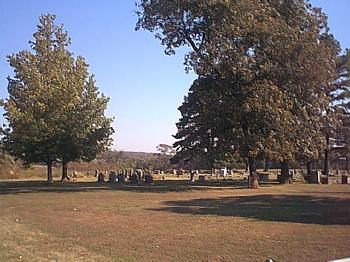 View from the front gate at Beatty Cemetery, just outside Lincoln, Arkansas